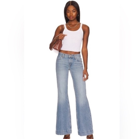 Re/Done Low Rise Bell Bottom Jeans Lake Blue - Picture 1 of 6